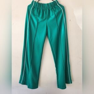 Emerald GreenTrack Pants with White Stripes